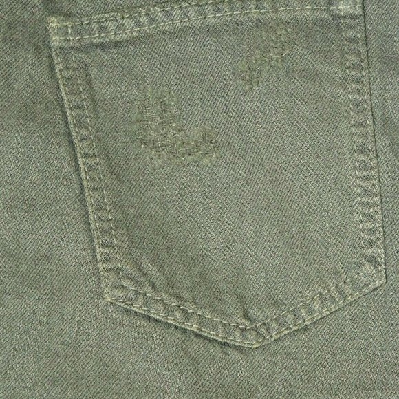 LF Carmar Skirt Olive Green Denim Distressed Mini Skirt Size‎ 25 - Picture 6 of 13